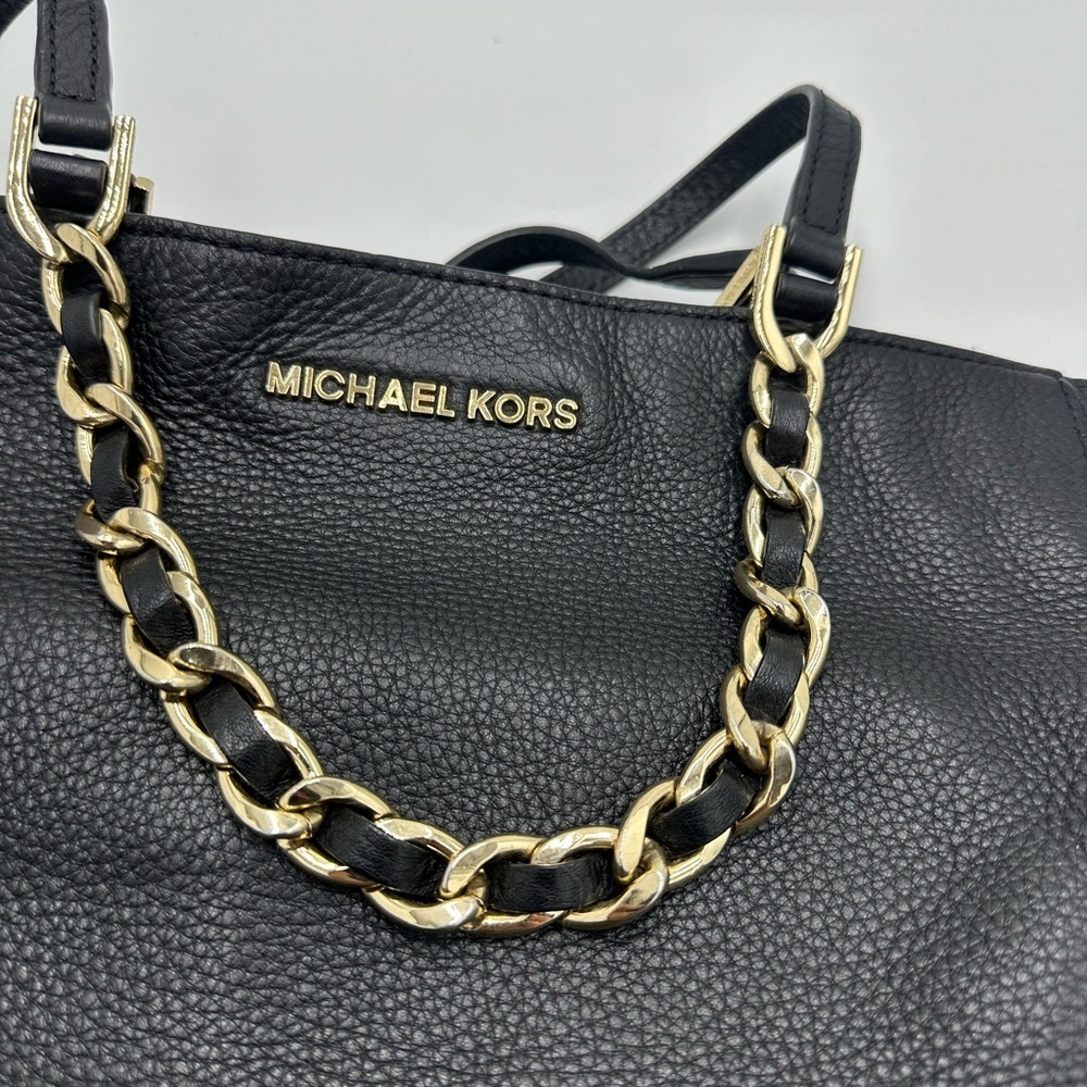 Michael Kors Black Tote with Gold Chain - Picture 2 of 9